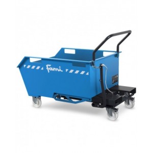 Benna ribaltabile portarottami con ruote, capacità 300 Lt