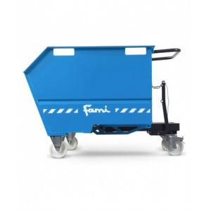 Benna ribaltabile portarottami con ruote, capacità 500 Lt