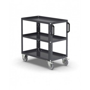 Carrello per officina a 3 ripiani con bordo rialzato, portata 330 kg,  XS