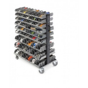 Carrello bifronte con 130 contenitori a bocca di lupo per minuteria, Linea 391