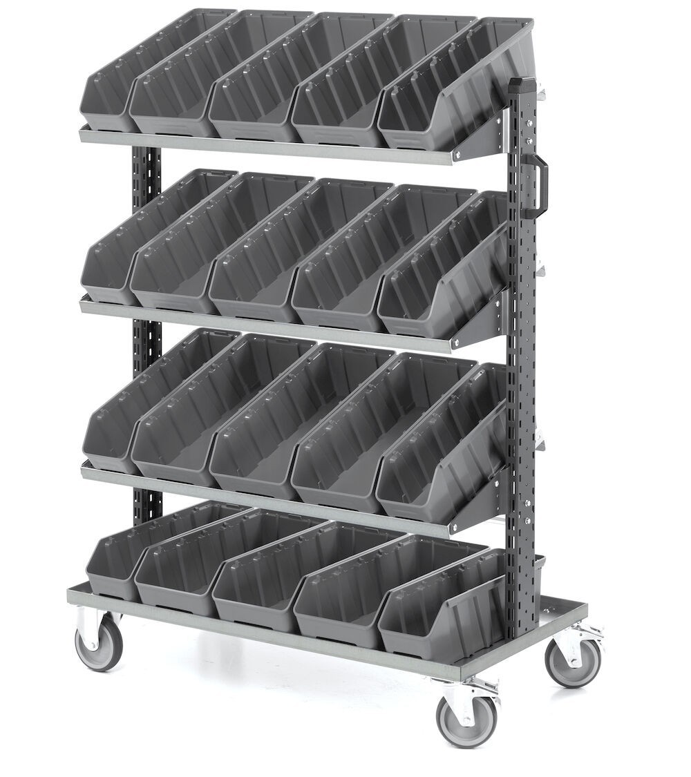 Carrello portaminuteria con 20 contenitori per scaffali RK, Linea 391