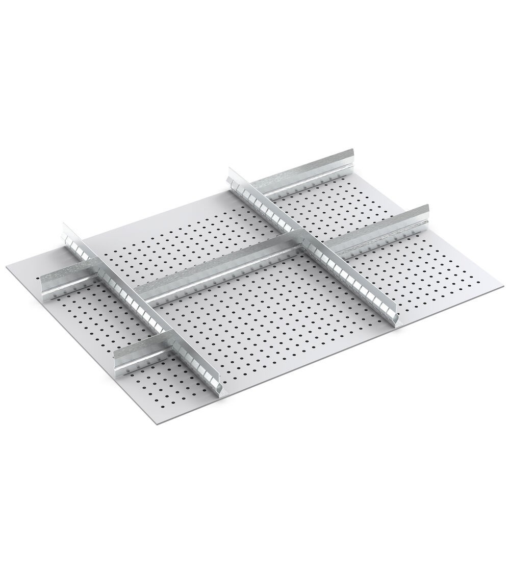 Set divisori longitudinali  e trasversali in metallo, per cassetti con H frontale 150 mm