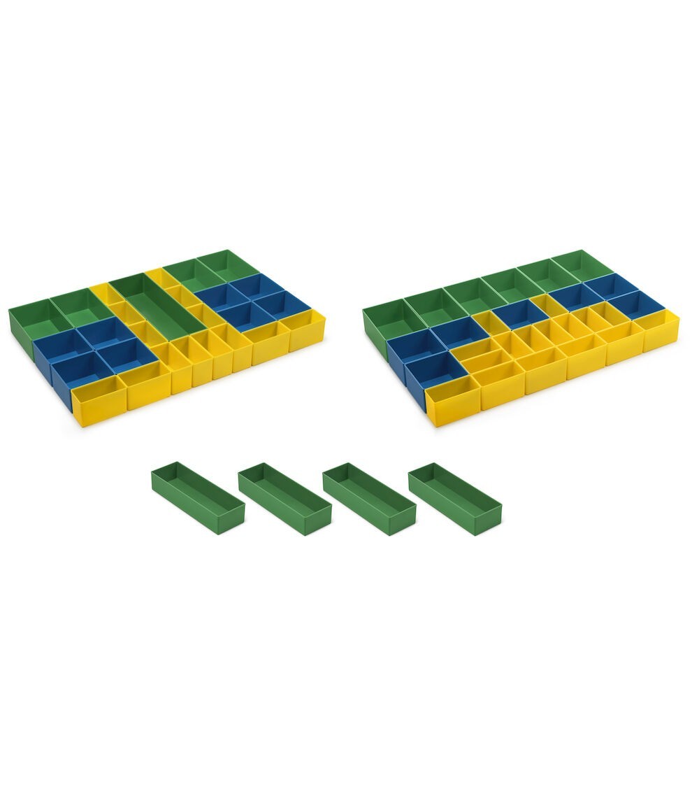 Kit 60 vaschette portaminuteria in plastica, 4 omaggio, H 63 mm