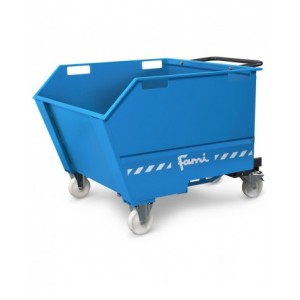 Benna ribaltabile portarottami con ruote, capacità 750 Lt