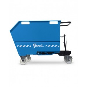 Benna ribaltabile portarottami con ruote, capacità 750 Lt