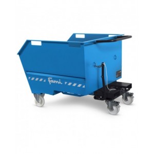 Benna ribaltabile portarottami con ruote, capacità 750 Lt
