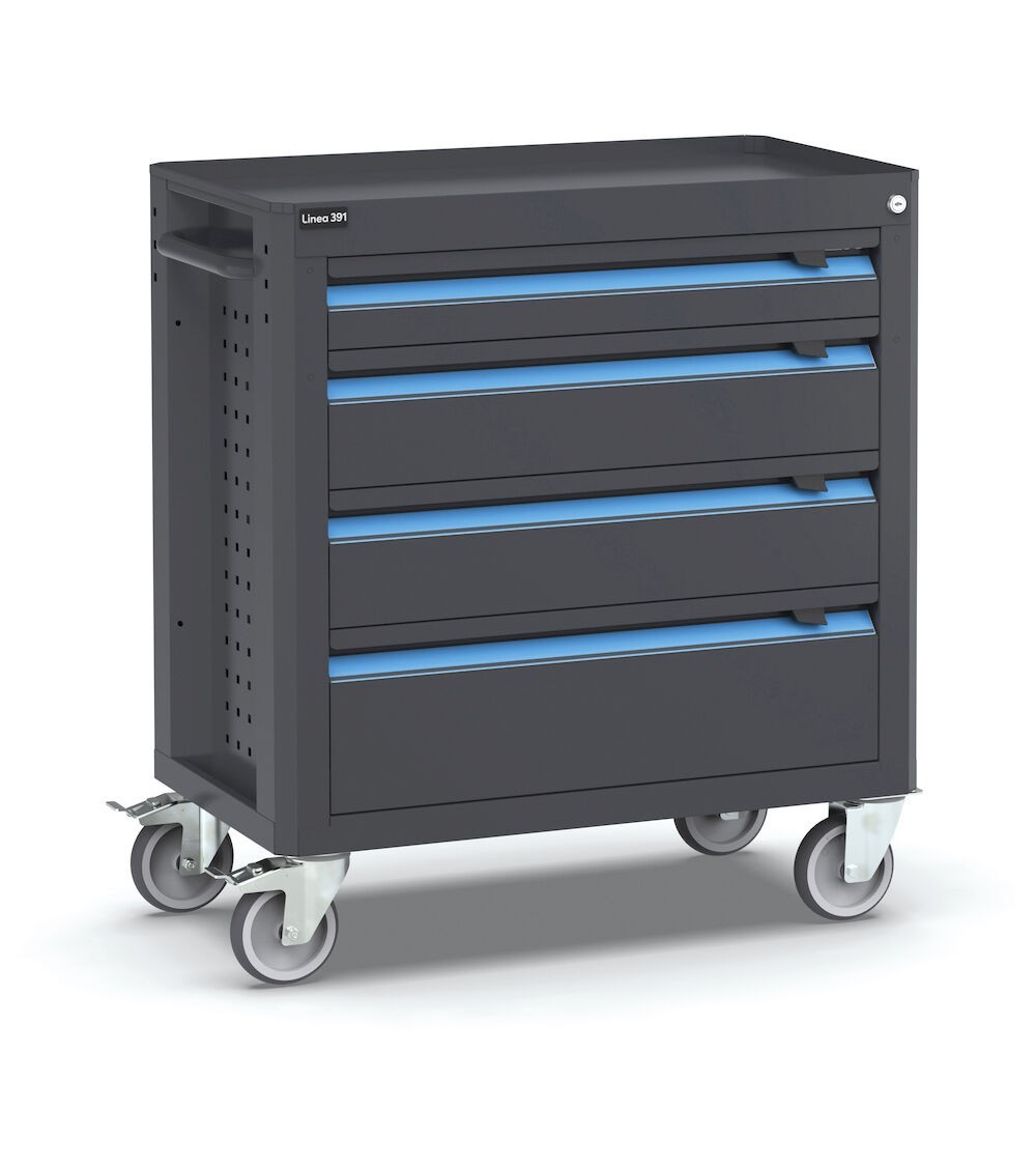 Carrello porta attrezzi, Linea 391, 4 cassetti, L790 x P455 x H876 mm