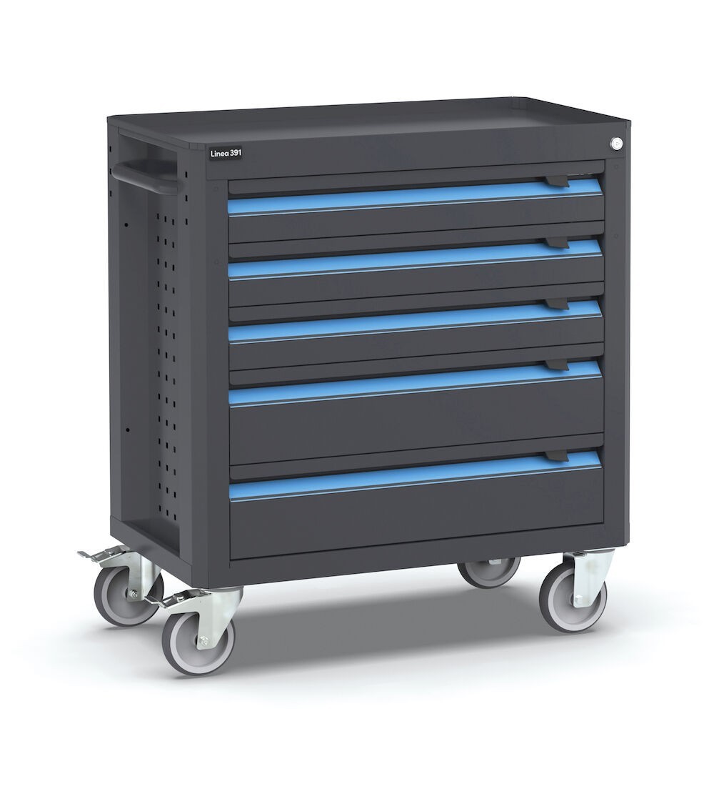 Carrello porta attrezzi Linea 391, 5 cassetti, L790 x P455 x H876 mm