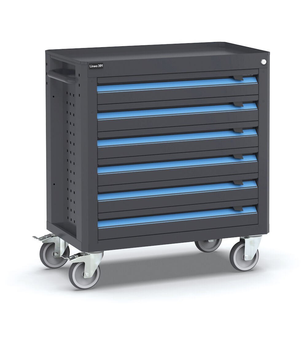 Carrello porta attrezzi Linea 391, 6 cassetti, L790 x P455 x H876 mm