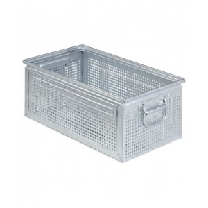 Cassetta metallica forata con maniglie, mis. 272-4, ⌀ foro 5,5 mm,  L480 x P315 x H200 mm