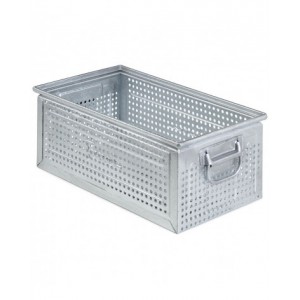 Cassetta metallica forata con maniglie, mis. 272-4, ⌀ foro 7 mm,  L480 x P315 x H200 mm