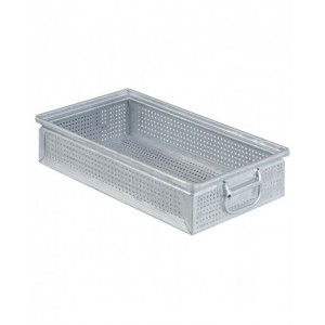 Cassetta metallica forata con maniglie, mis. 272-4A2, ⌀ foro 4,2 mm,  L480 x P315 x H105 mm