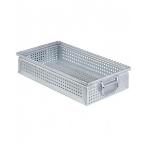 Cassetta metallica forata con maniglie, mis. 272-4A2, ⌀ foro 7 mm,  L480 x P315 x H105 mm