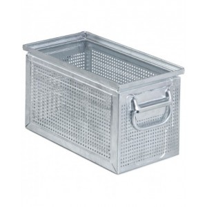 Cassetta metallica forata con maniglie, mis. 272-3, ⌀ foro 4,2 mm,  L325 x P210 x H200 mm