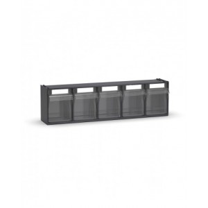 Cassettiera porta minuteria Visual Box, 5 cassetti, grigio antracite, L600 x P140 x H168 mm