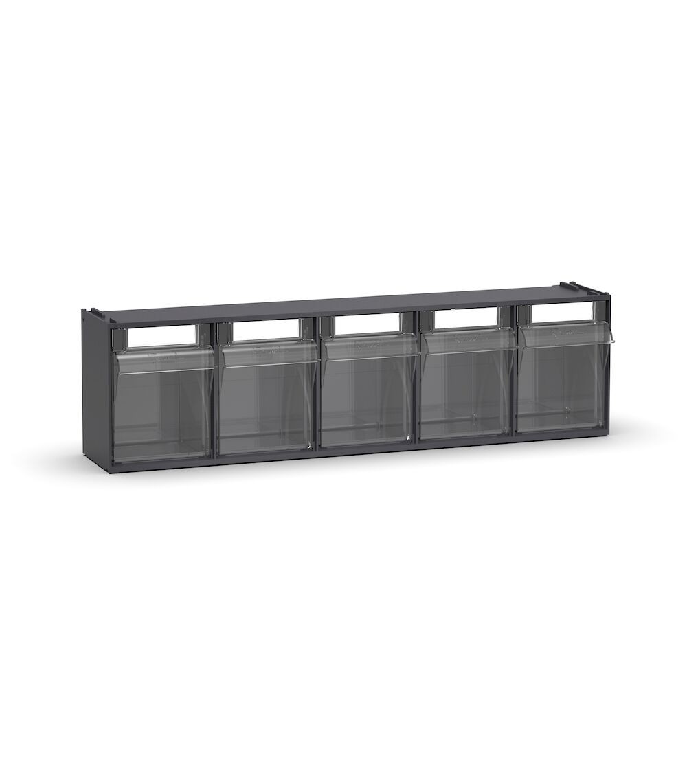 Cassettiera porta minuteria Visual Box, 5 cassetti, grigio antracite, L600 x P140 x H168 mm