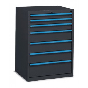 Cassettiera per officina con 7 cassetti 2x75 1x100 3x150 1x200, L717 x P600 x H1002 mm