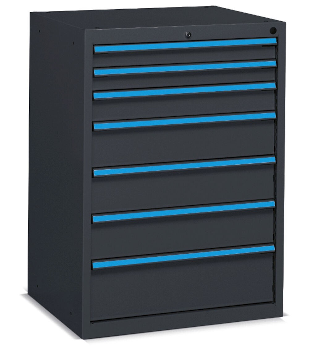 Cassettiera per officina con 7 cassetti 2x75 1x100 3x150 1x200, L717 x P600 x H1002 mm