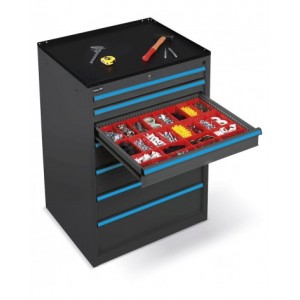 Cassettiera per officina con 7 cassetti 2x75 1x100 3x150 1x200, L717 x P600 x H1002 mm