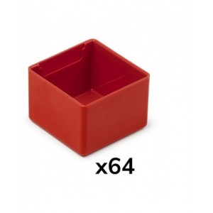 Kit 64 cassette divisorio per cassettiera, L75 x P75 x H52 mm, rosso