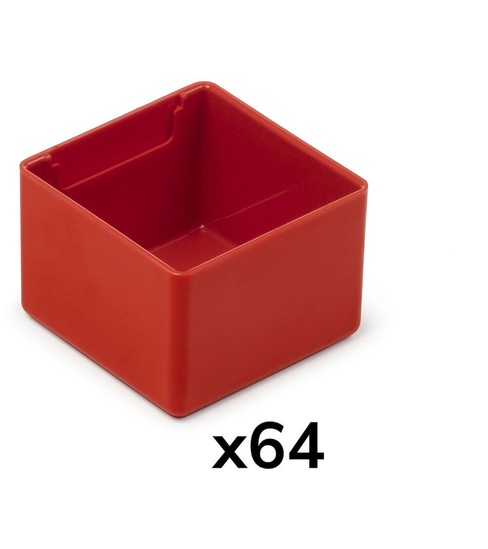 Kit 64 cassette divisorio per cassettiera, L75 x P75 x H52 mm, rosso