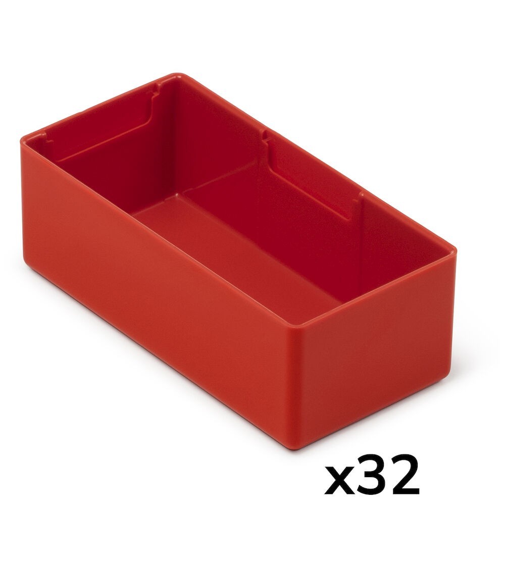 Kit 32 cassette divisorio per cassettiera, L150 x P75 x H52 mm, rosso