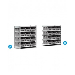 Scaffale con 12 contenitori a 5 piani, L1057 x P521 x H1111 mm