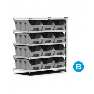 Scaffale aggiuntivo con 12 contenitori a 5 piani, L1028 x P521 x H1111 mm