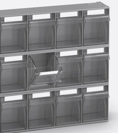 Rayonnages à tiroirs basculants pour petites pièces