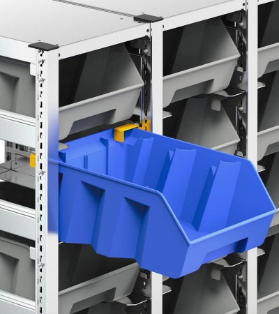 Racks for bins with slides