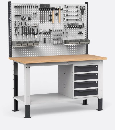 Adjustable workbench with tool panel
