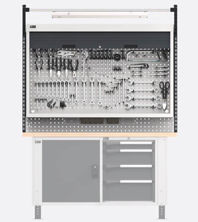 Bench roller shutter cabinets