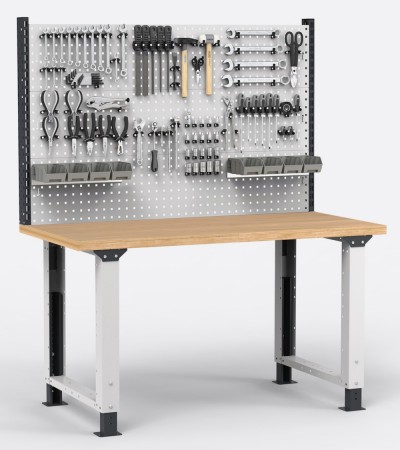 Établi professionnel réglable avec panneau porte-outils