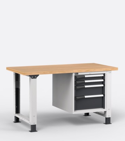 Adjustable professional workbench with drawers