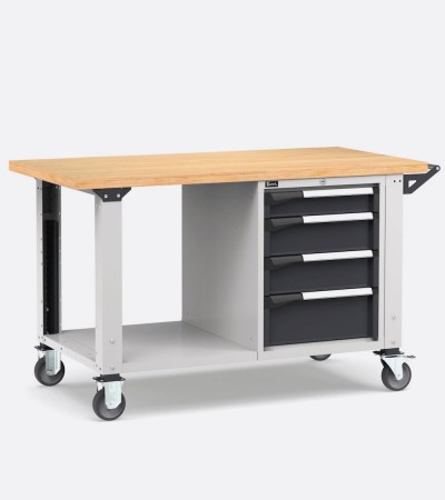 Professional workbench with wheels with drawers