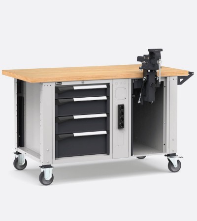 Equipped professional workbench with wheels