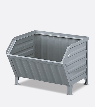 Industrial containers with hopper-type opening